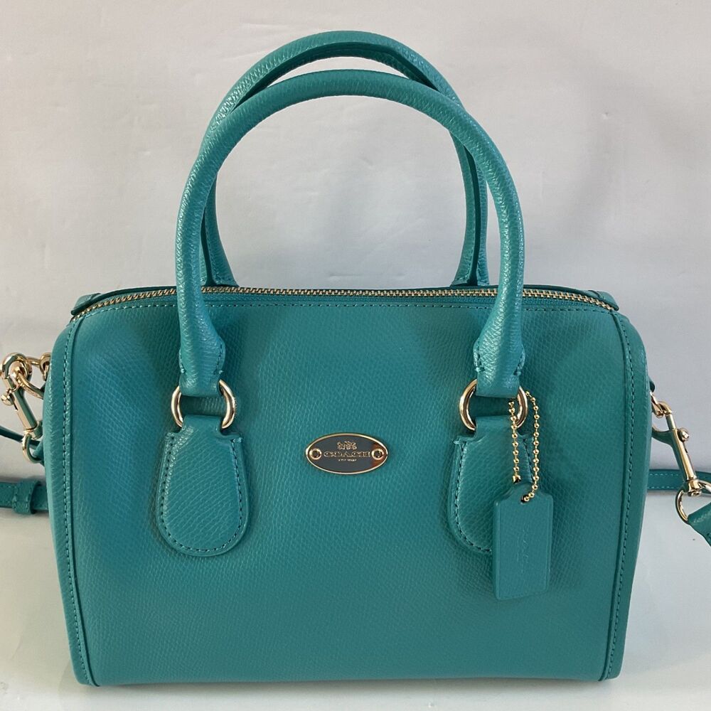 Coach Mini Bennett Satchel In Crossgrain Leather Crossbody Cadet Blue F33329 - Picture 2 of 10